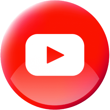 Red glossy button with play icon.