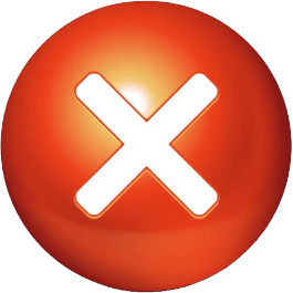 Red sphere with white X symbol.